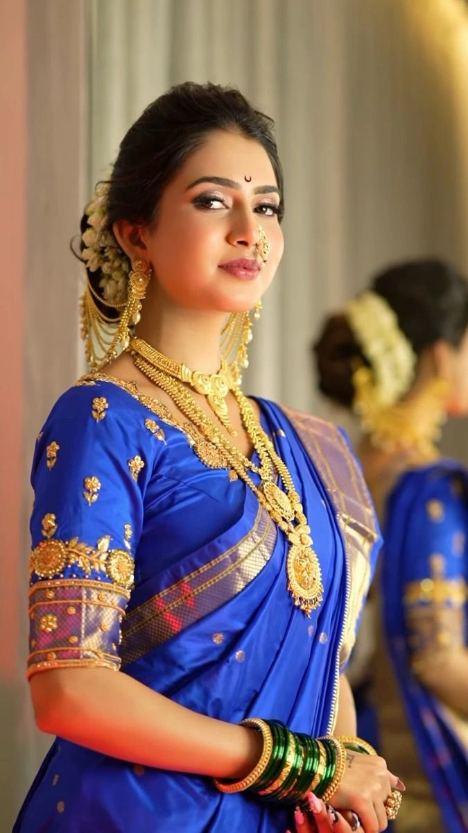 saree caption in marathi